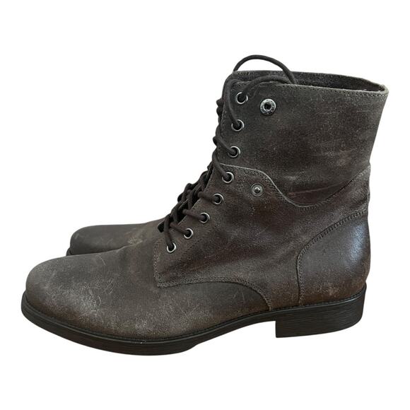 ASTON GREY Brooklyn Gray Leather Combat Boots size 12 - Picture 2 of 15